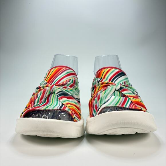 Bzees Smile II White Slide Wedge Sandal Striped Slip-On Shoe Women’s Size 8.5M - Picture 2 of 10